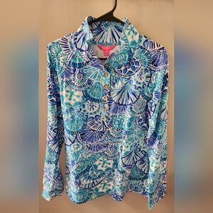 NWT Lilly Pulitzer Captain Popover Half Shell Preppy Nautical Coastal Turquoise